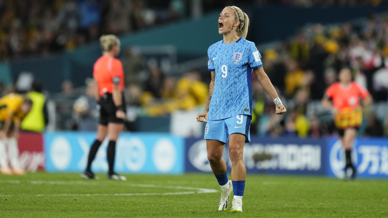 SYDNEY, AUSTRALIA - AUGUST 16: Rachel Daly (9) of England celebrates after her team beat the rival during the FIFA Womens World Cup 2023 Semi-Final match between Australia and England at Accor Stadium in Sydney, New South Wales, Australia on August 16, 2023. England advances to the Womens World Cup final for the first time with 3-1 victory. (Photo by Jose Hernandez/Anadolu Agency via Getty Images)