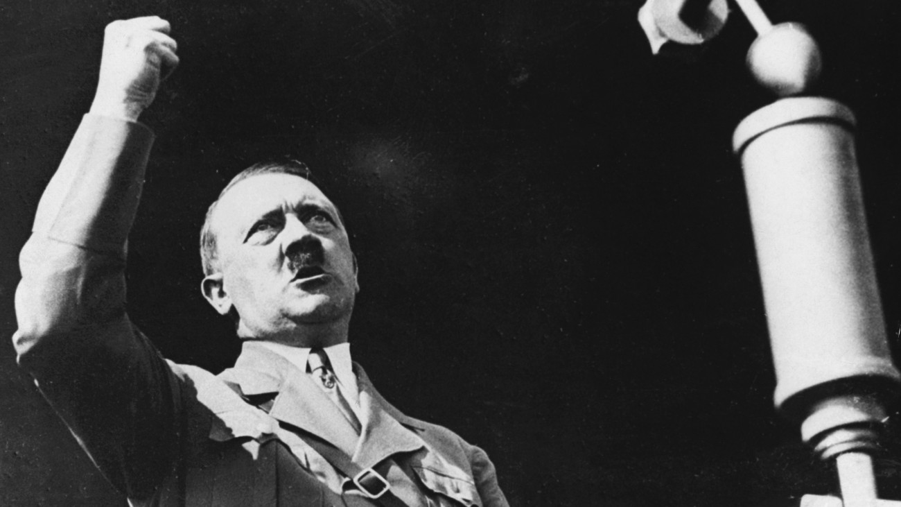 Adolf Hitler gives an impassioned speech while opening the Berlin International Auto Show. (Photo by ÂŠ Hulton-Deutsch Collection/CORBIS/Corbis via Getty Images)