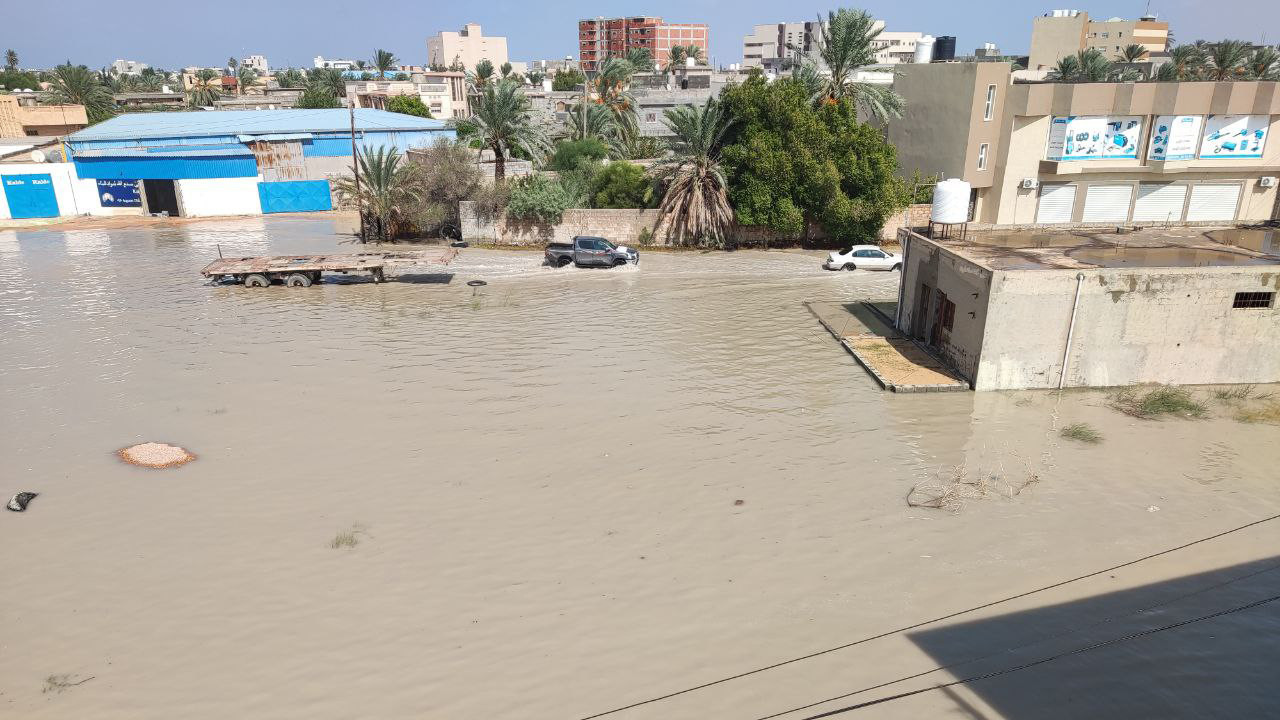 MISRATA, LIBYA - SEPTEMBER 10: A view of the area as many settlements, vehicles and workplaces have been damaged after floods caused by heavy rains hit the region in Misrata, Libya on September 10, 2023. (Photo by Emhmmed Mohamed Kshiem/Anadolu Agency via Getty Images)