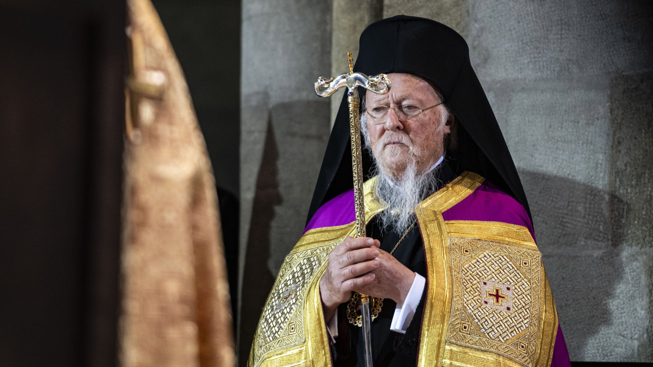 I. Bartholomaiosz konstantinápolyi egyetemes pátriárka a Pannonhalmi Főapátság Szent Márton-bazilikájában tartott ortodox liturgián 2023. szeptember 24-én.