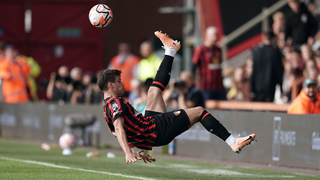 Bournemouths Milos Kerkez during the Premier League match at the Vitality Stadium, Bournemouth. Picture date: Saturday September 30, 2023. (Photo by Robbie Stephenson/PA Images via Getty Images)