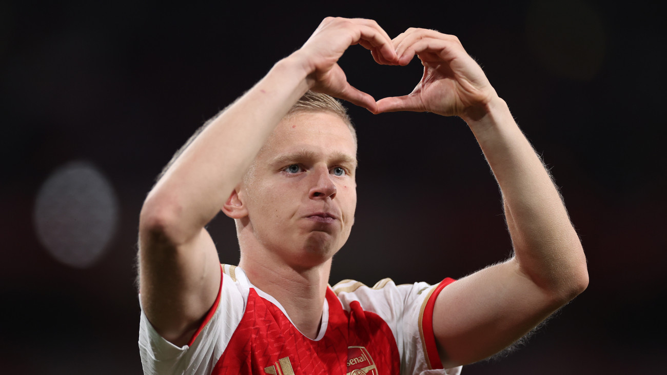 LONDON, ENGLAND - OCTOBER 08: Oleksandr Zinchenko of Arsenal celebrates after the Premier League match between Arsenal FC and Manchester City at Emirates Stadium on October 08, 2023 in London, England. (Photo by Ryan Pierse/Getty Images)