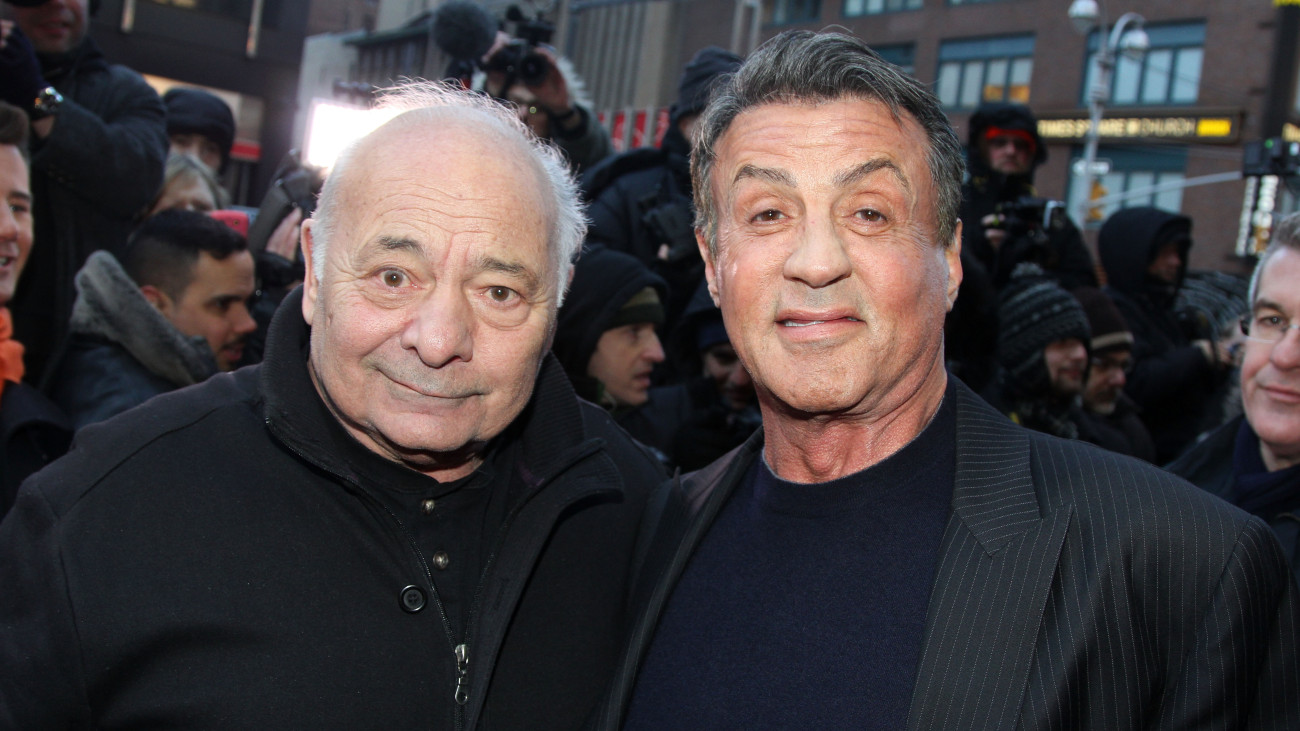 NEW YORK, NY - MARCH 13:  Burt Young and Sylvester Stallone attend the Rocky Broadway opening night at The Winter Garden Theatre on March 13, 2014 in New York City.  (Photo by Bruce Glikas/FilmMagic)