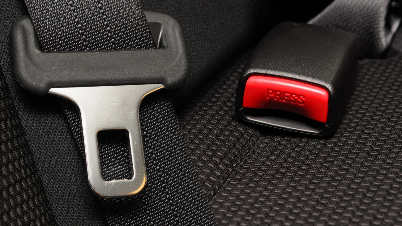 close up safety belt in a car