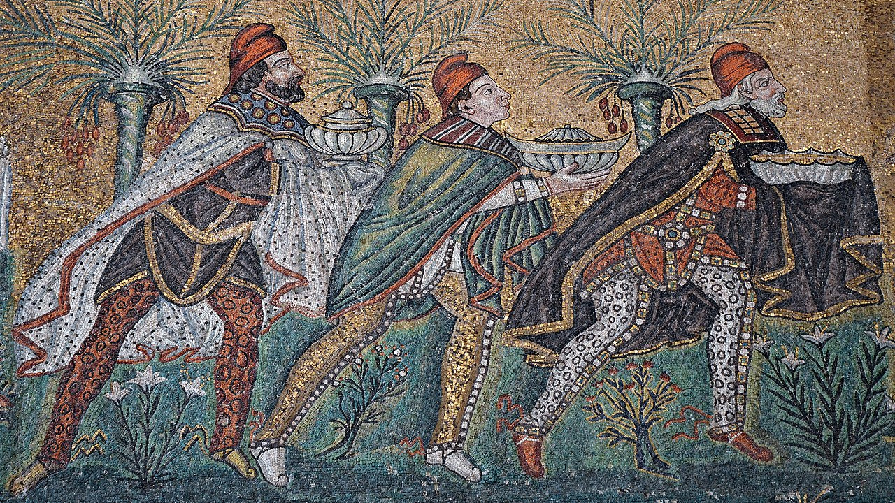 A háromkirályok imádása a ravennai SantApollinare Nuovo bazilika mozaikján