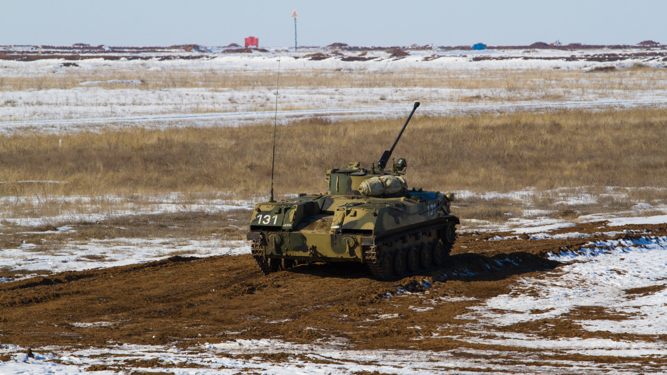 Russian tracked fighting vehicle at the landfill