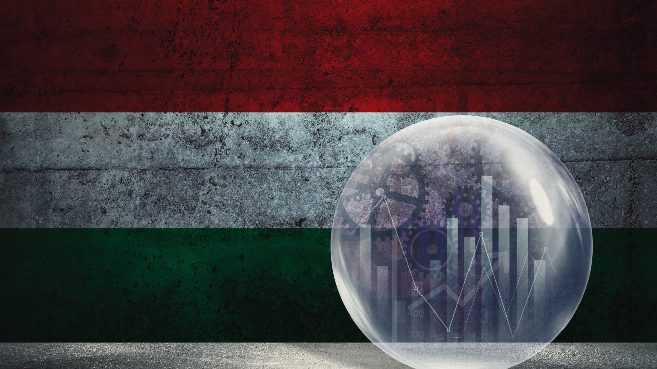 Financial bubble illustration with Hungarian national flag