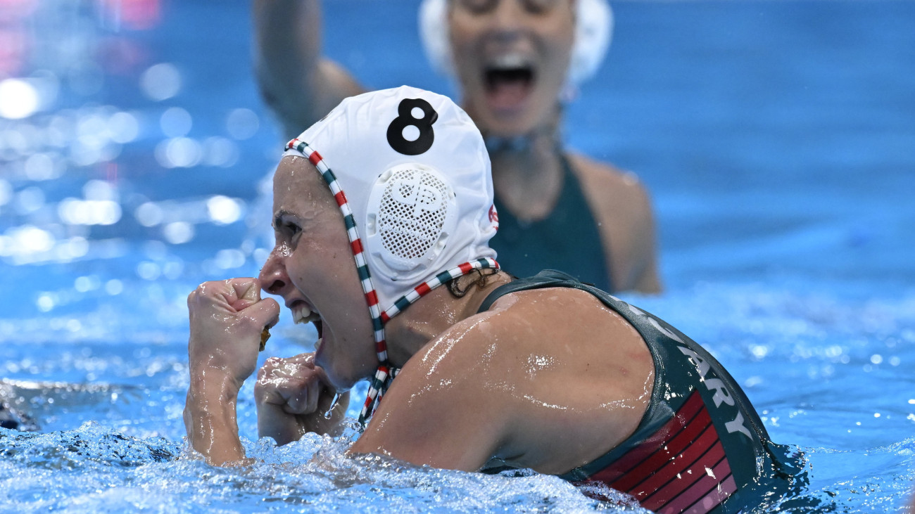 Keszthelyi Rita a női vízilabdatorna negyeddöntőjében játszott Magyarország - Hollandia mérkőzésen a dohai vizes világbajnokságon 2024. február 12-én.