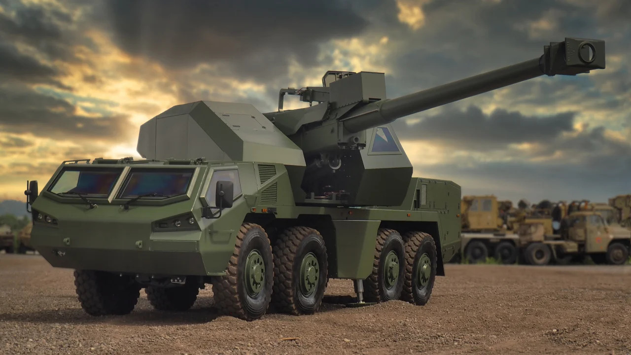 DITA 155 mm-es cseh gyártmányú önjárólöveg. Forrás: Excalibur Army Ltd.