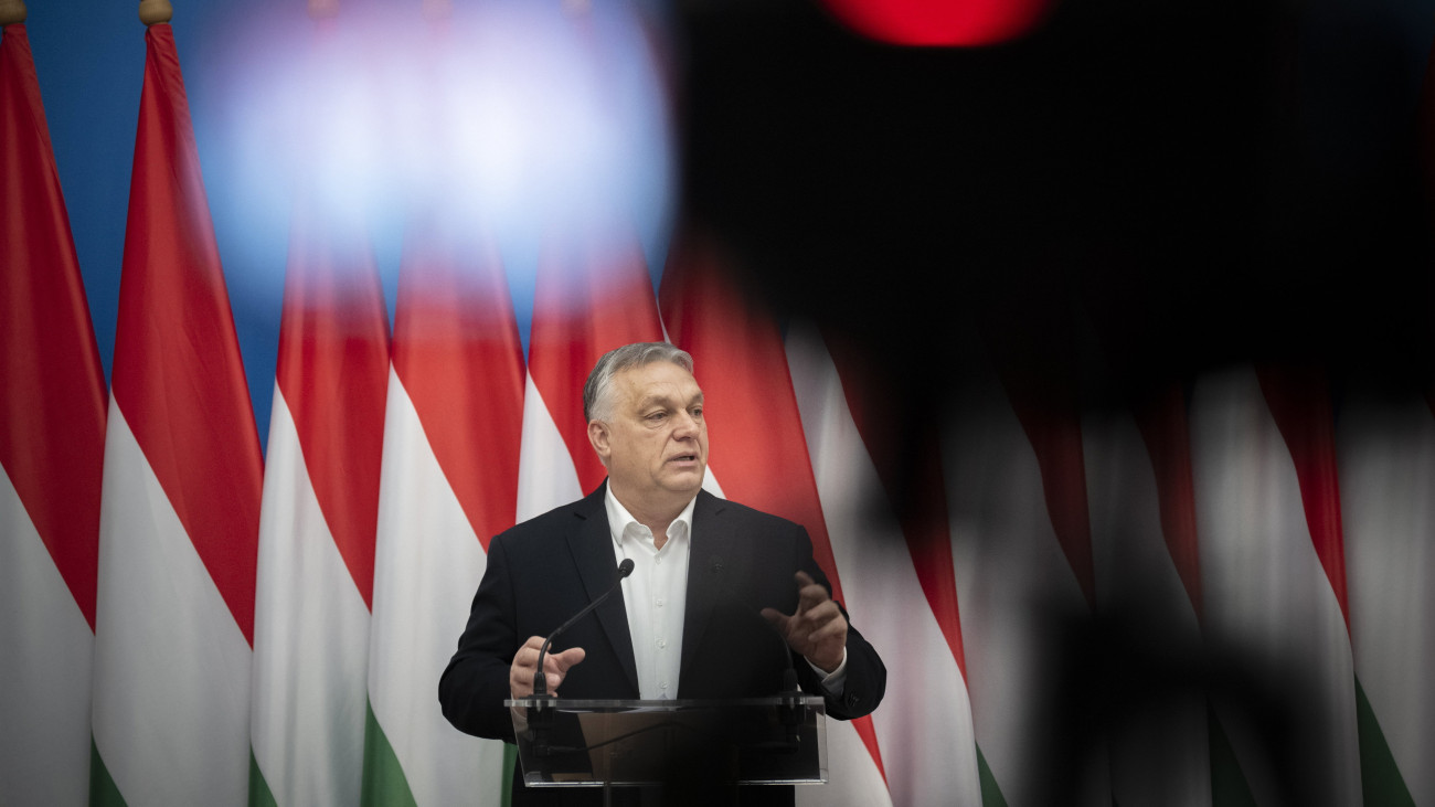 A Miniszterelnöki Sajtóiroda által közreadott képen Orbán Viktor miniszterelnök beszédet mond az éves nagyköveti értekezleten a Külgazdasági és Külügyminisztériumban 2024. március 5-én. 