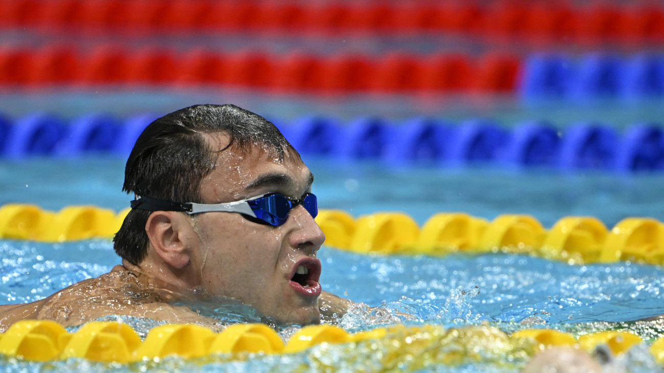 Milák Kristóf az úszó országos bajnokságon a Duna Arénában 2024. április 9-én.