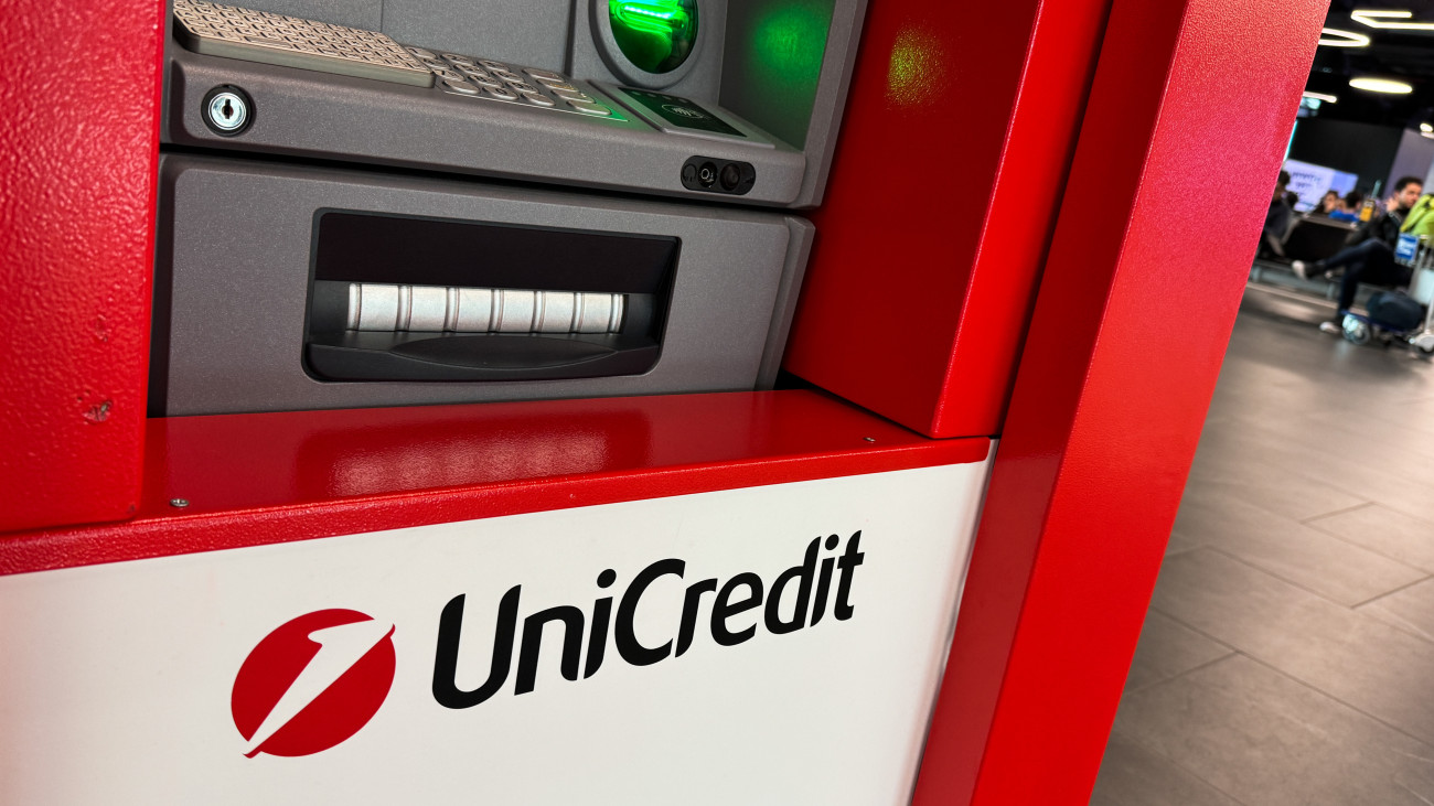 UniCredit logo is seen on ATM machine at Fiumicino Airport in Rome on March 28, 2024. (Photo by Jakub Porzycki/NurPhoto via Getty Images)