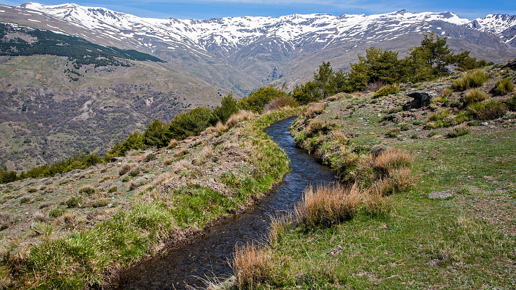 Water channel for irrigation known as an acequia, Sierra Nevada Mountains in the High Alpujarras, near Capileira, Granada Province, Spain. (Photo By: Geography Photos/Universal Images Group via Getty Images)
