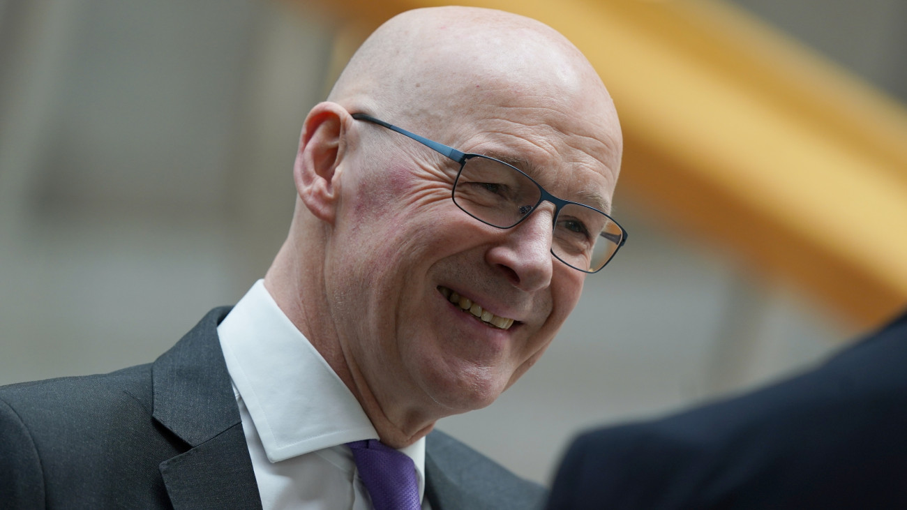 MSP John Swinney at the Scottish Parliament in Edinburgh, after he became the first candidate to declare his bid to become the new leader of the SNP and Scotlands next first minister.Picture date: Thursday May 2, 2024. (Photo by Andrew Milligan/PA Images via Getty Images)