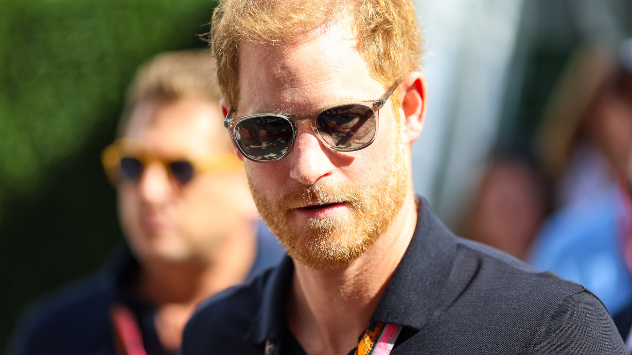 AUSTIN, TEXAS - OCTOBER 22: Prince Harry, Duke of Sussex walks in the paddock before the F1 Grand Prix of United States at Circuit of The Americas on October 22, 2023 in Austin, Texas. (Photo by Kym Illman/Getty Images)