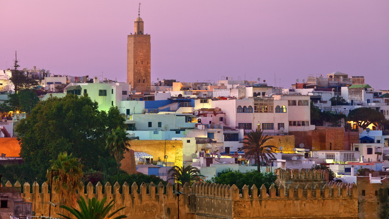 Africa, Northern Africa, Morocco, Rabat, Kasbah of the Udayas at Dusk