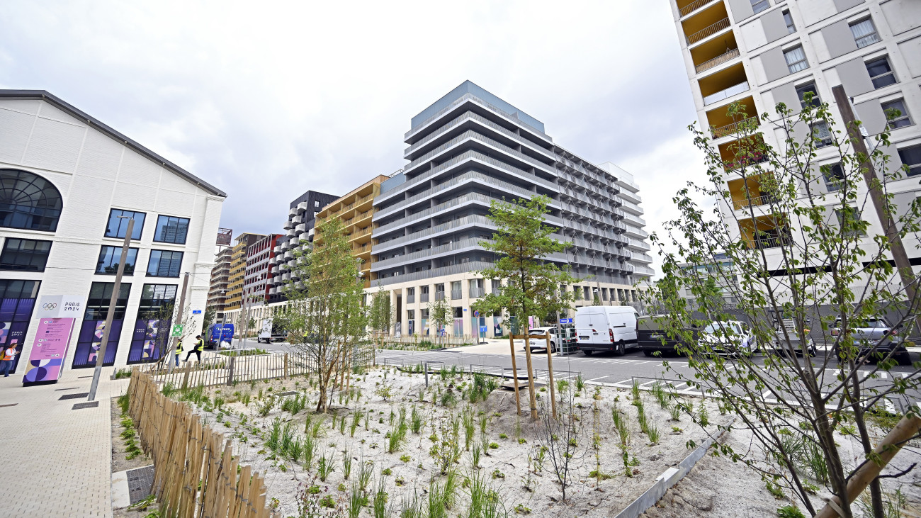 PARIS, FRANCE - JULY 02: A general view of the Olympic village during the media visit of Paris 2024 Olympic and Paralympic village on July 02, 2024 in Paris, France. (Photo by Aurelien Meunier/Getty Images)