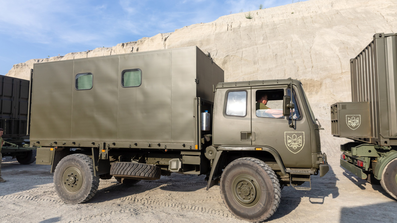 DONETSK REGION, UKRAINE - 2024/08/29: Mobile vehicle repair workshops on the basis of DAF vehicles are seen before their dispatch to the troops 5th President of Ukraine Petro Poroshenko brought to Pokrovsk a batch of FPV-drones and equipment for the military, urged the authorities to direct all money from personal income tax and military levy exclusively to provide the Defence Forces. The military aid package includes 1,150 drones, a robotic mine-clearing machine for sappers, ATVs for evacuating the wounded and assaulting, Mavic for adjusting artillery, trench electronic warfare equipment, charging stations, and mobile car repair shops worth about 730,572.79 United States Dollar. Petro Poroshenko says: The Pokrovsk direction is one of the hottest spots on the front line, where intense fighting continues. (Photo by Mykhaylo Palinchak/SOPA Images/LightRocket via Getty Images)