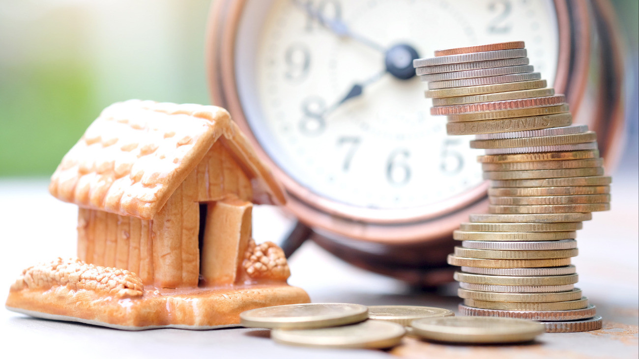 Have money very much and saving money buy a real property and home insurance blurred background.