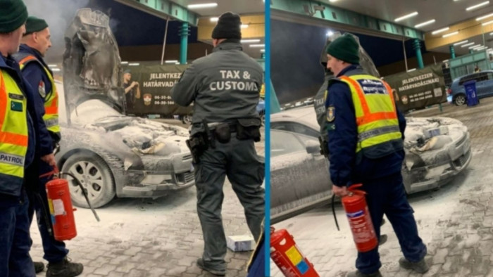 Dugicigi miatt gyulladhatott ki egy autó a röszkei határátkelőn – fotó