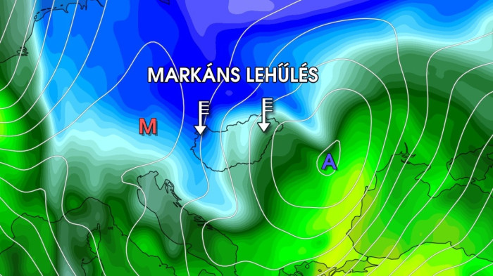 10 fokot zuhan a hőmérséklet, mutatjuk térképen is